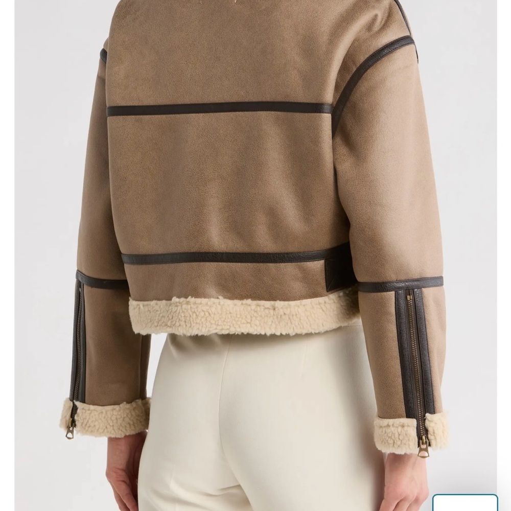 Jason Wu Tan and Cream Shearling Aviator Jacket - Picture 4 of 5